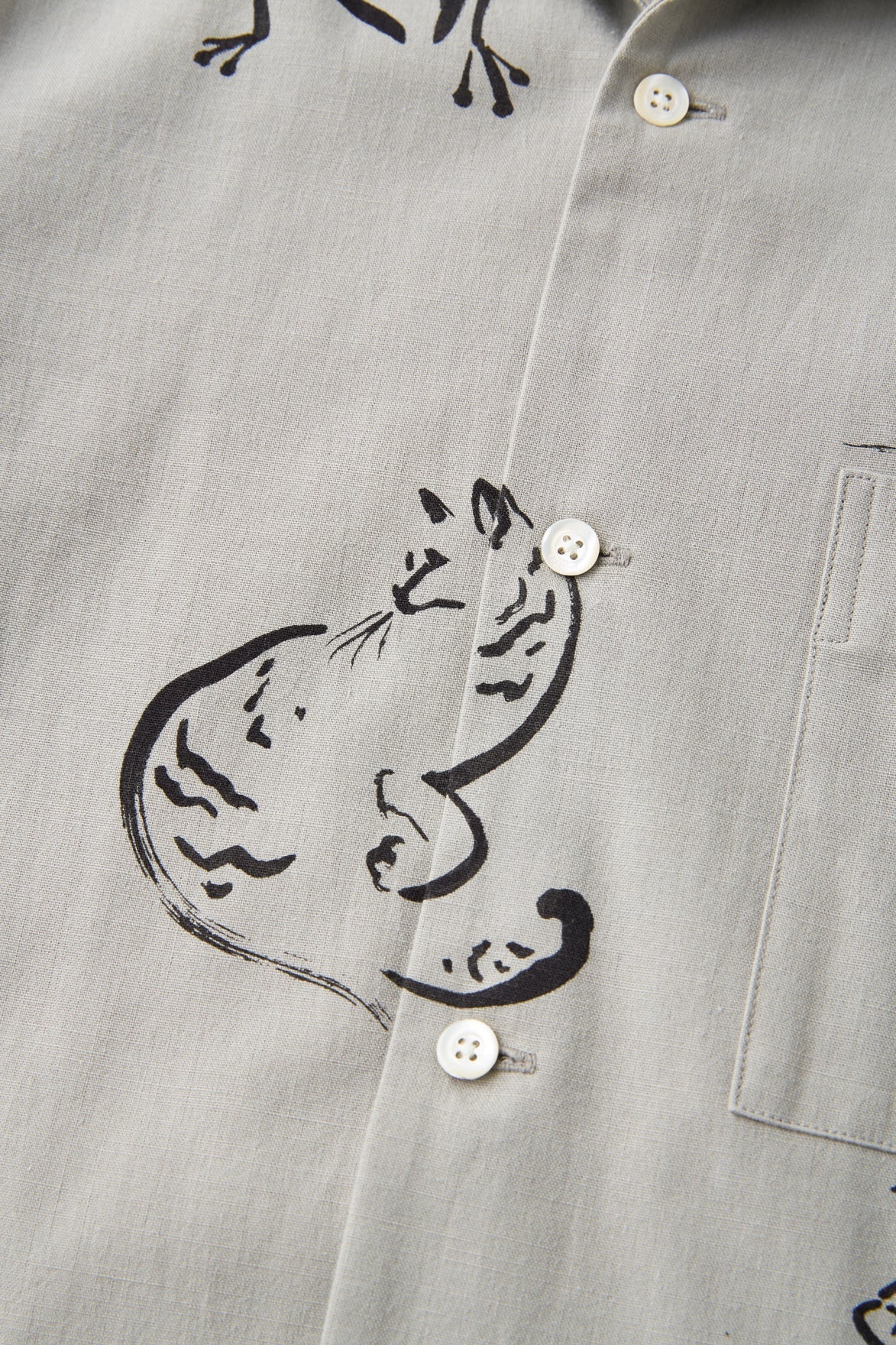 OLD JOE & CO. ORIGINAL PRINTED OPEN COLLAR SHIRTS (Animal Drawing) Long-sleeve