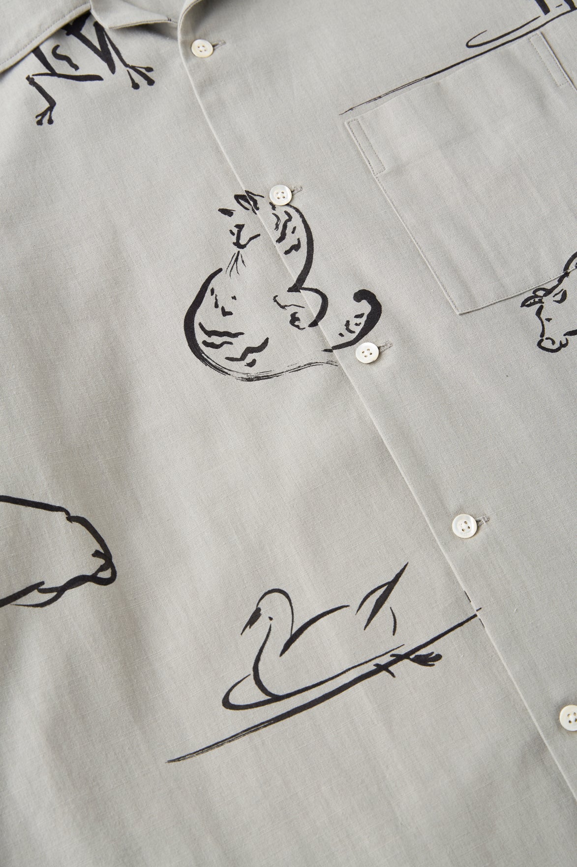 OLD JOE & CO. ORIGINAL PRINTED OPEN COLLAR SHIRTS (Animal Drawing) Long-sleeve
