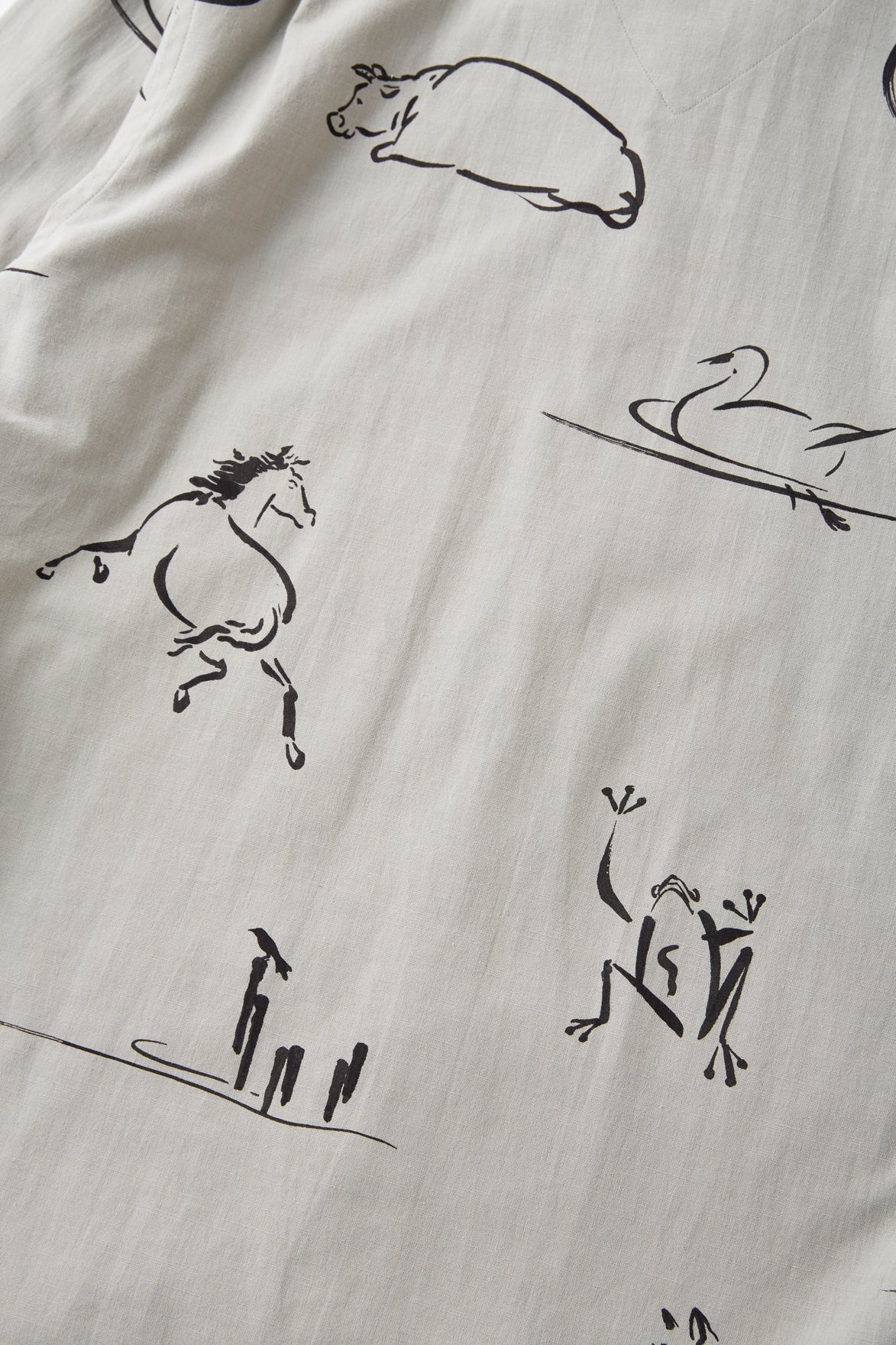 OLD JOE & CO. ORIGINAL PRINTED OPEN COLLAR SHIRTS (Animal Drawing) Long-sleeve