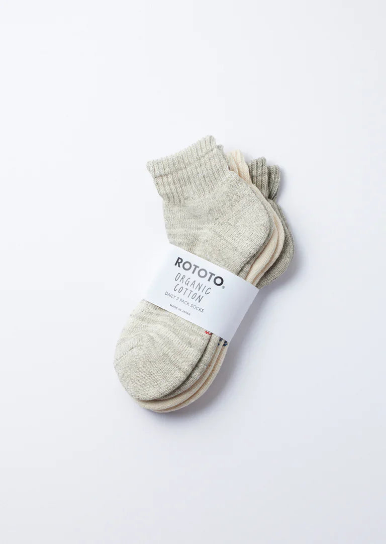 RoToTo ORGANIC DAILY 3 PACK ANKLE SOCKS