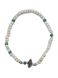SunKu Antique Beads Bracelet White/Turquoise LTD-023