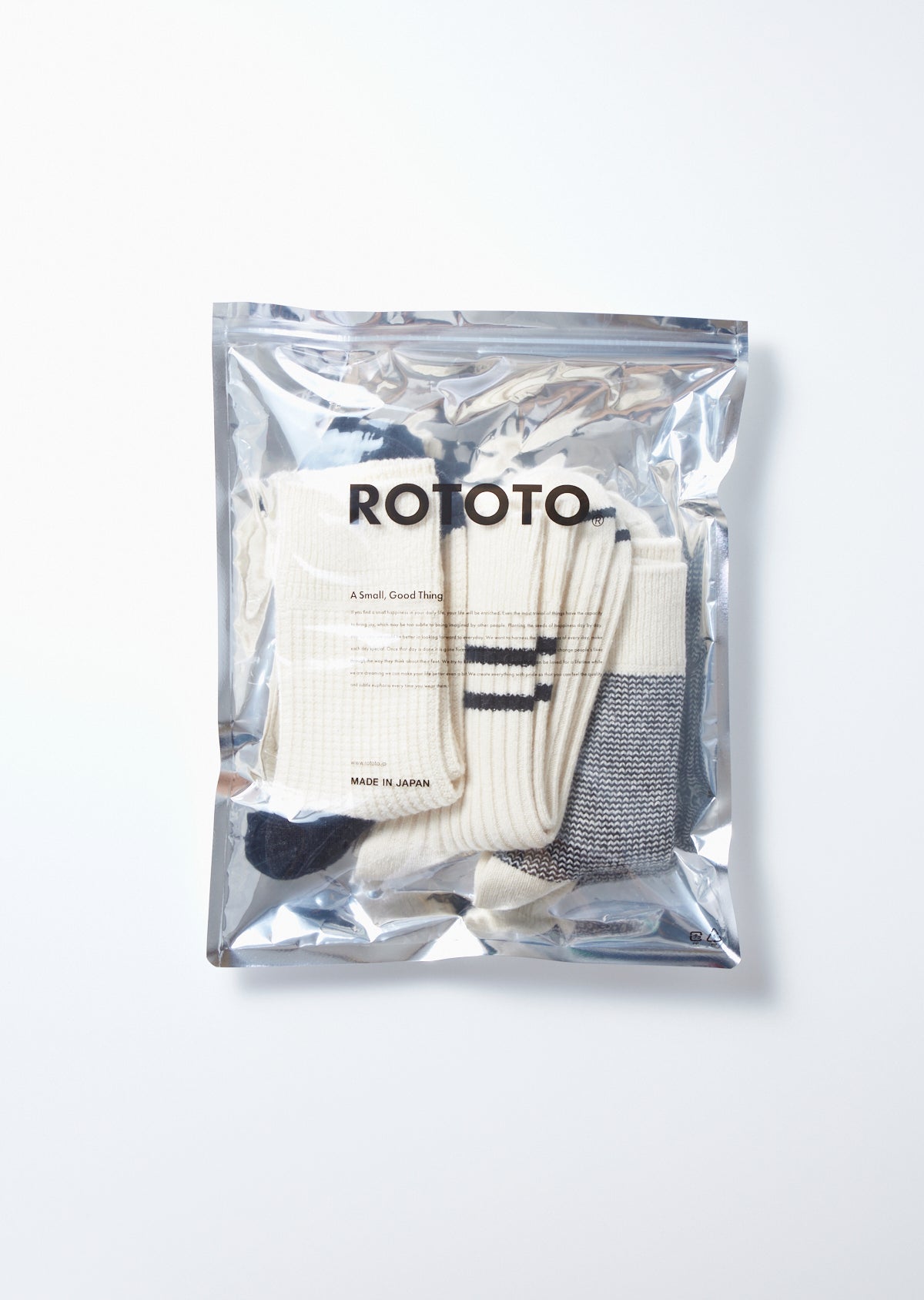 RoToTo RECYCLE COTTON / WOOL DAILY 3 PACK SOCKS