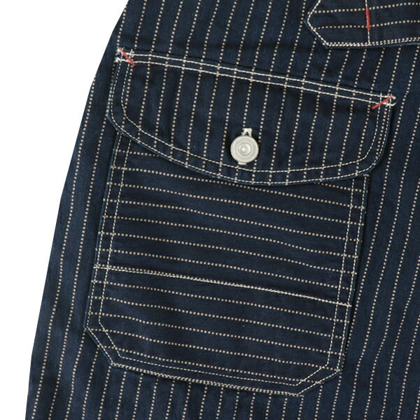 FREEWHEELERS LONGSHOREMAN OVERALLS INDIGO WABASH STRIPE