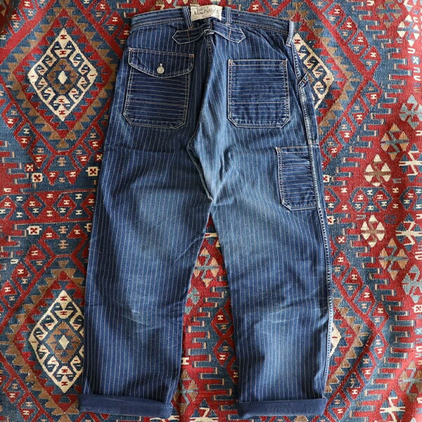 FREEWHEELERS LONGSHOREMAN OVERALLS INDIGO WABASH STRIPE