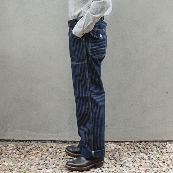FREEWHEELERS LONGSHOREMAN OVERALLS INDIGO WABASH STRIPE