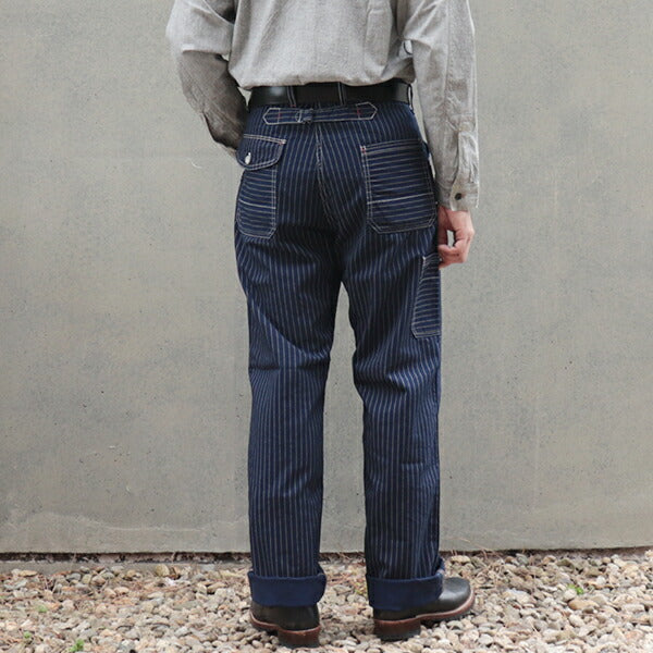 FREEWHEELERS LONGSHOREMAN OVERALLS INDIGO WABASH STRIPE