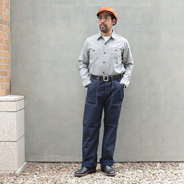 FREEWHEELERS LONGSHOREMAN OVERALLS INDIGO WABASH STRIPE