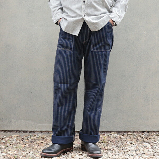 FREEWHEELERS LONGSHOREMAN OVERALLS INDIGO WABASH STRIPE