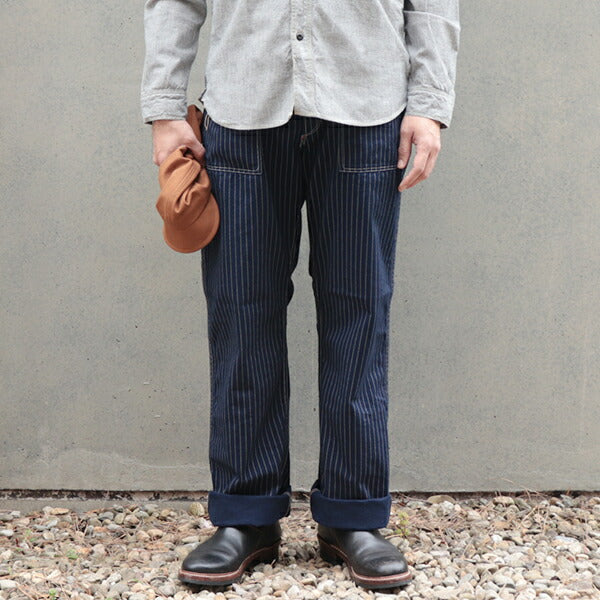 FREEWHEELERS LONGSHOREMAN OVERALLS INDIGO WABASH STRIPE