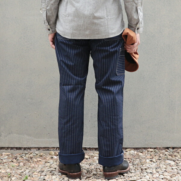 FREEWHEELERS LONGSHOREMAN OVERALLS INDIGO WABASH STRIPE