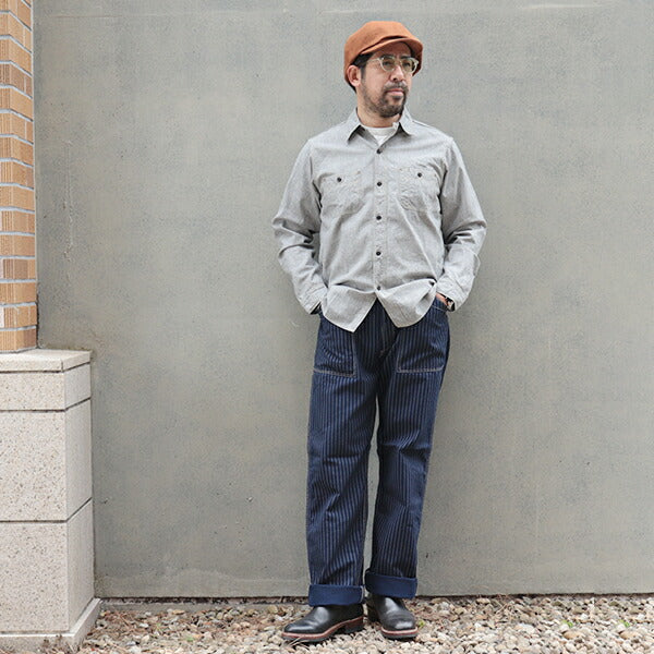 FREEWHEELERS LONGSHOREMAN OVERALLS INDIGO WABASH STRIPE