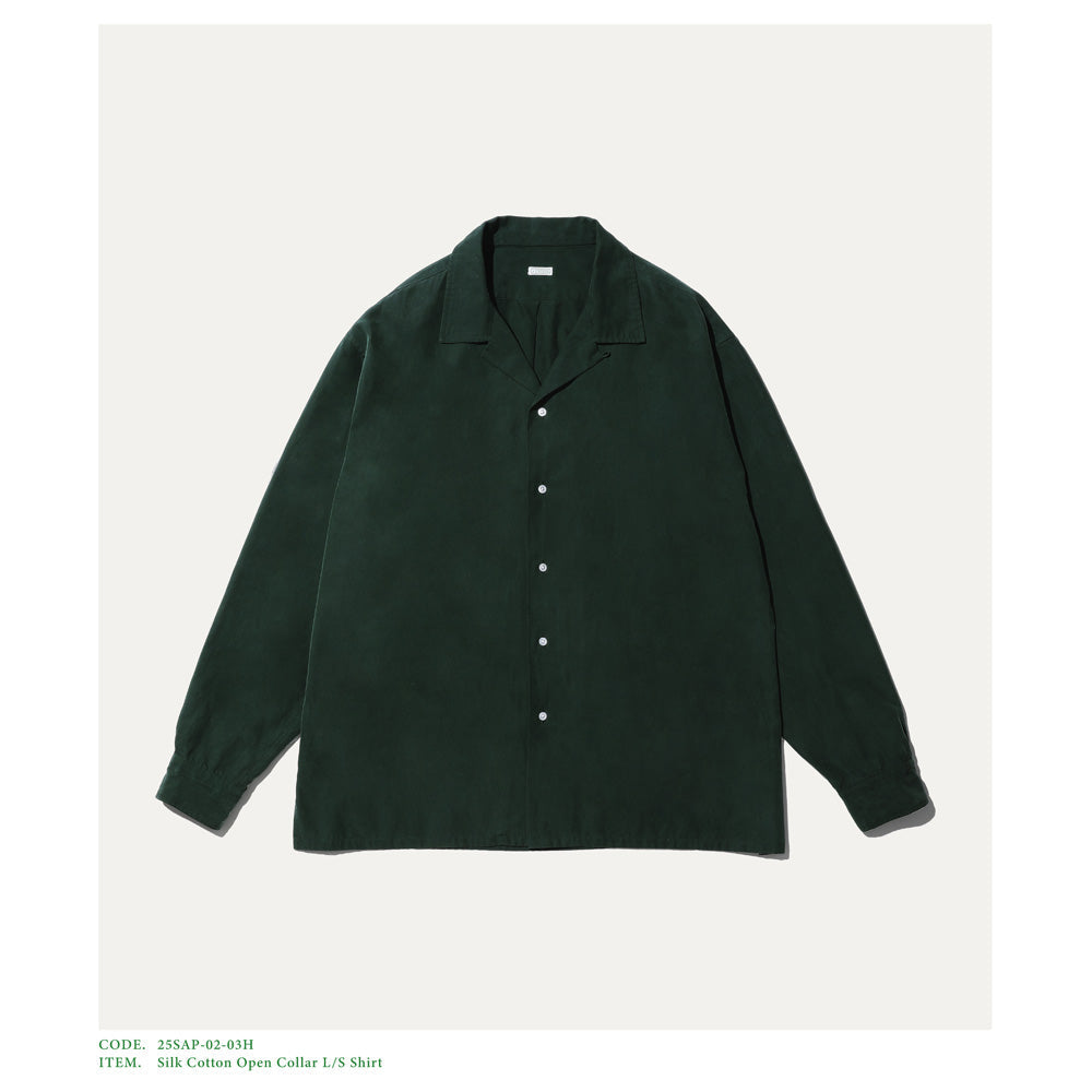A.PRESSE Silk Cotton Open Collar L/S Shirt