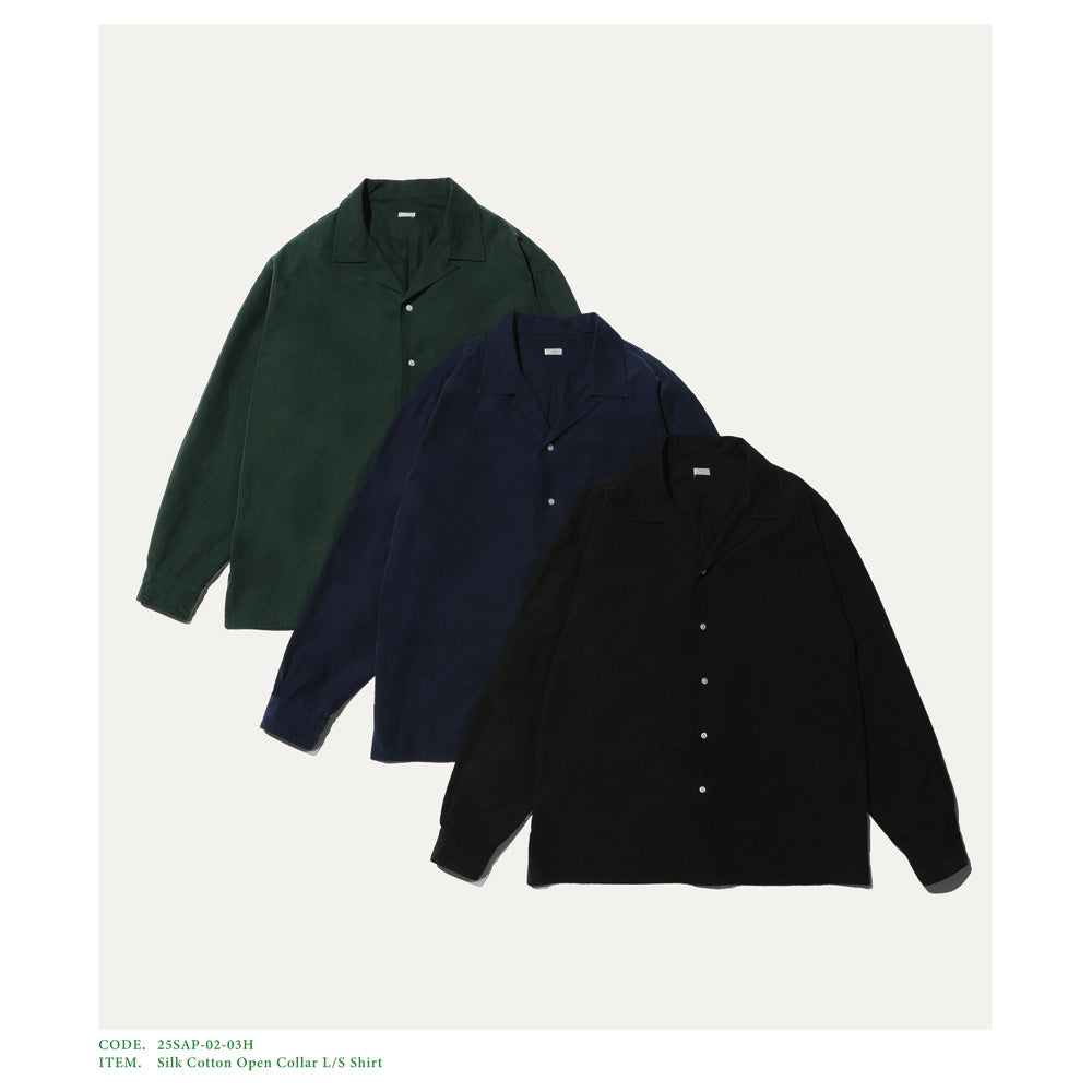 A.PRESSE Silk Cotton Open Collar L/S Shirt