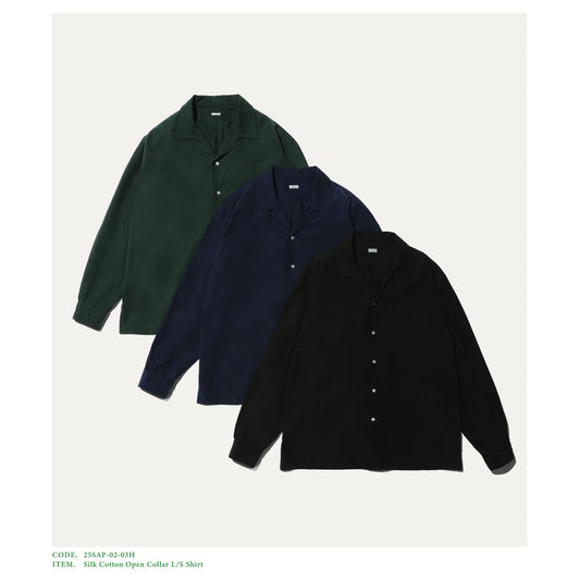 A.PRESSE Silk Cotton Open Collar L/S Shirt
