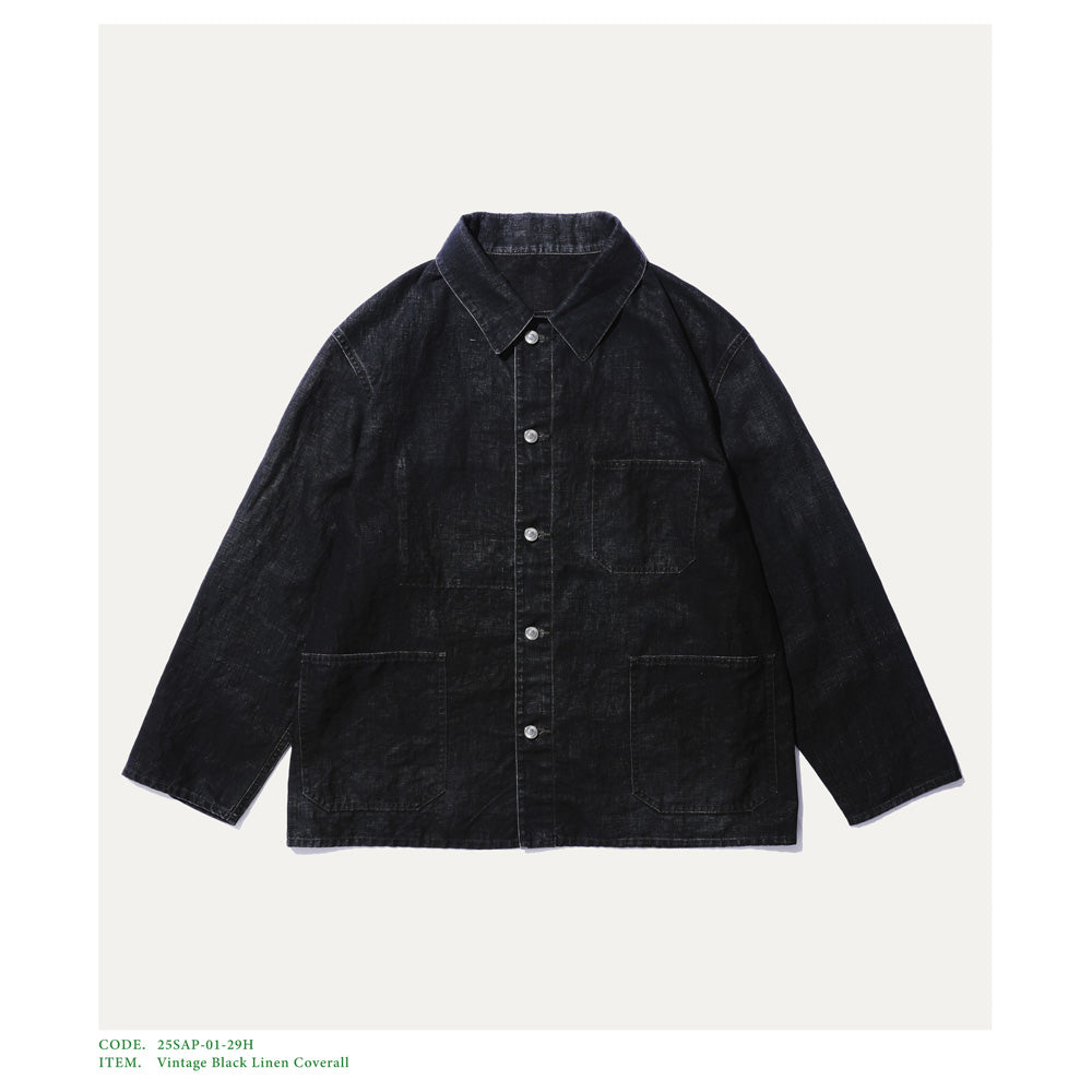 A.PRESSE Vintage Black Linen Coverall