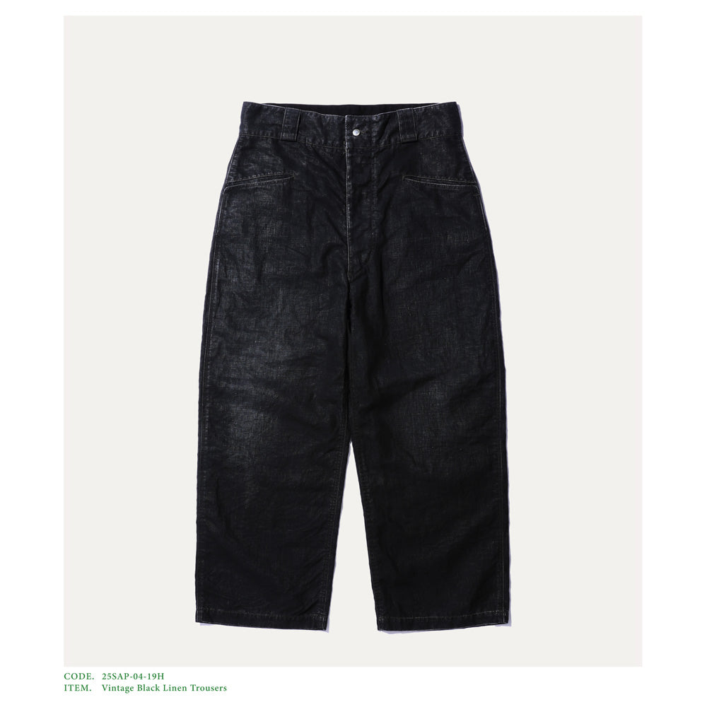 A.PRESSE Vintage Black Linen Trousers