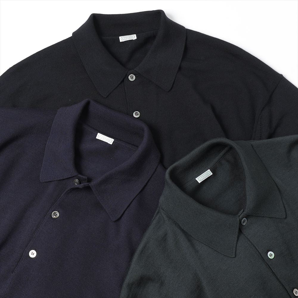 A.PRESSE Wool Knit L/S Polo Shirts