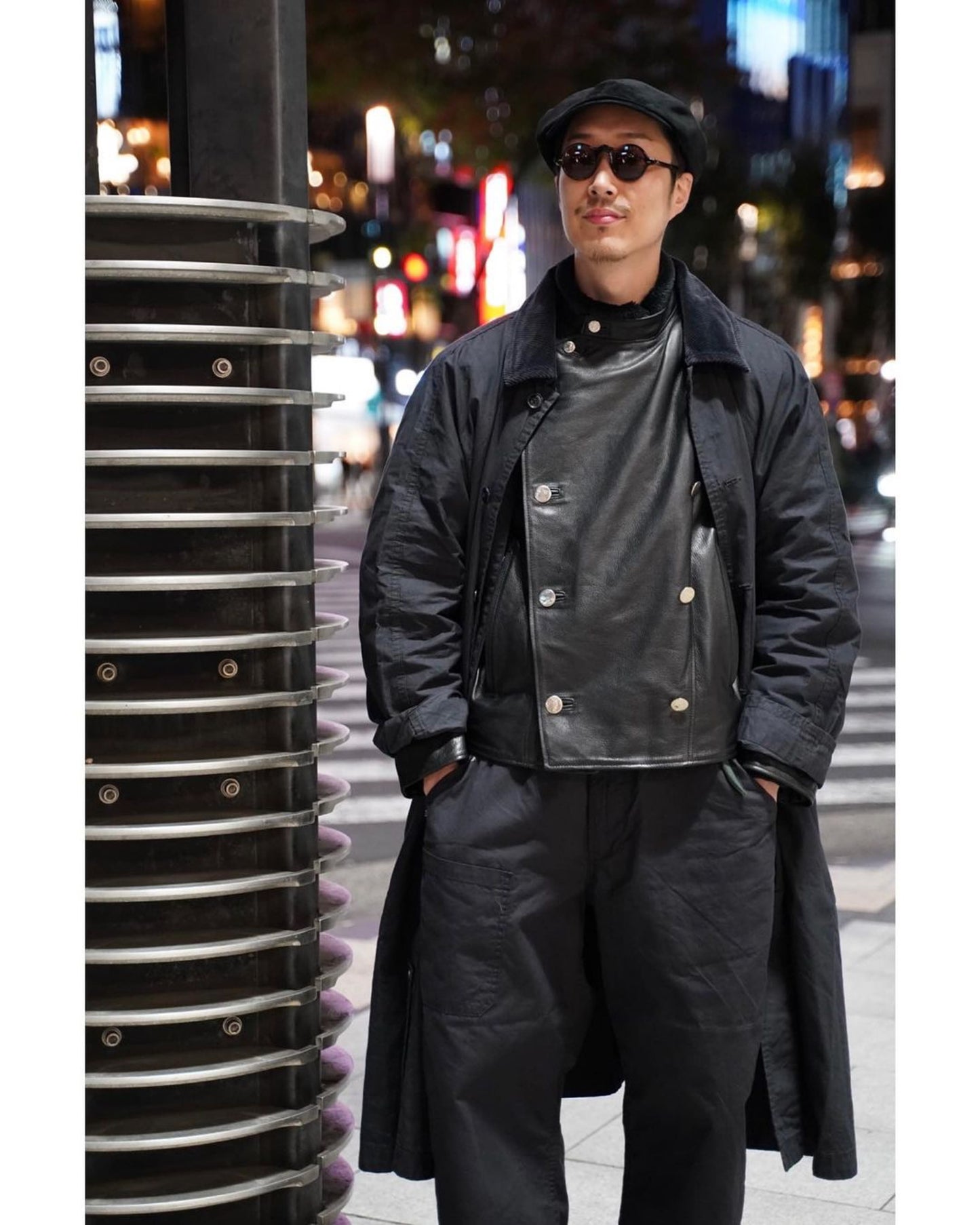 PORTER CLASSIC LEATHER CLASSIC DOUBLE JACKET W/SILVER BUTTONS