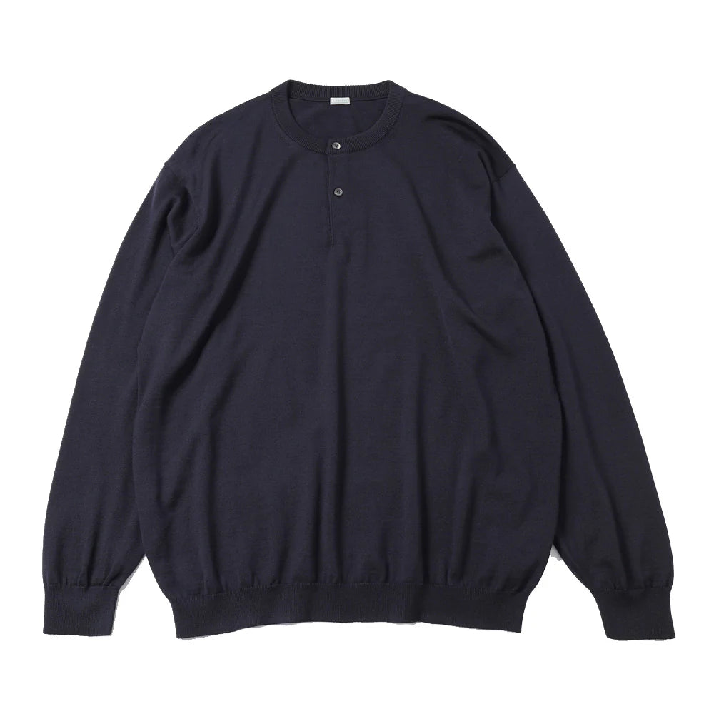 A.PRESSE Wool Knit Henley Neck Sweater