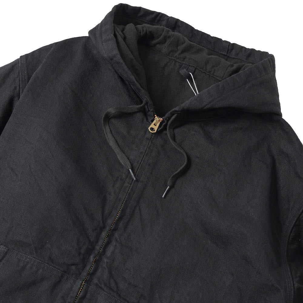 COMOLI Black Denim Zip Hoodie