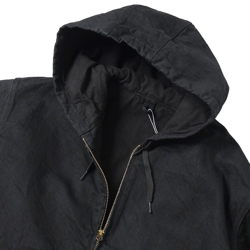 COMOLI Black Denim Zip Hoodie