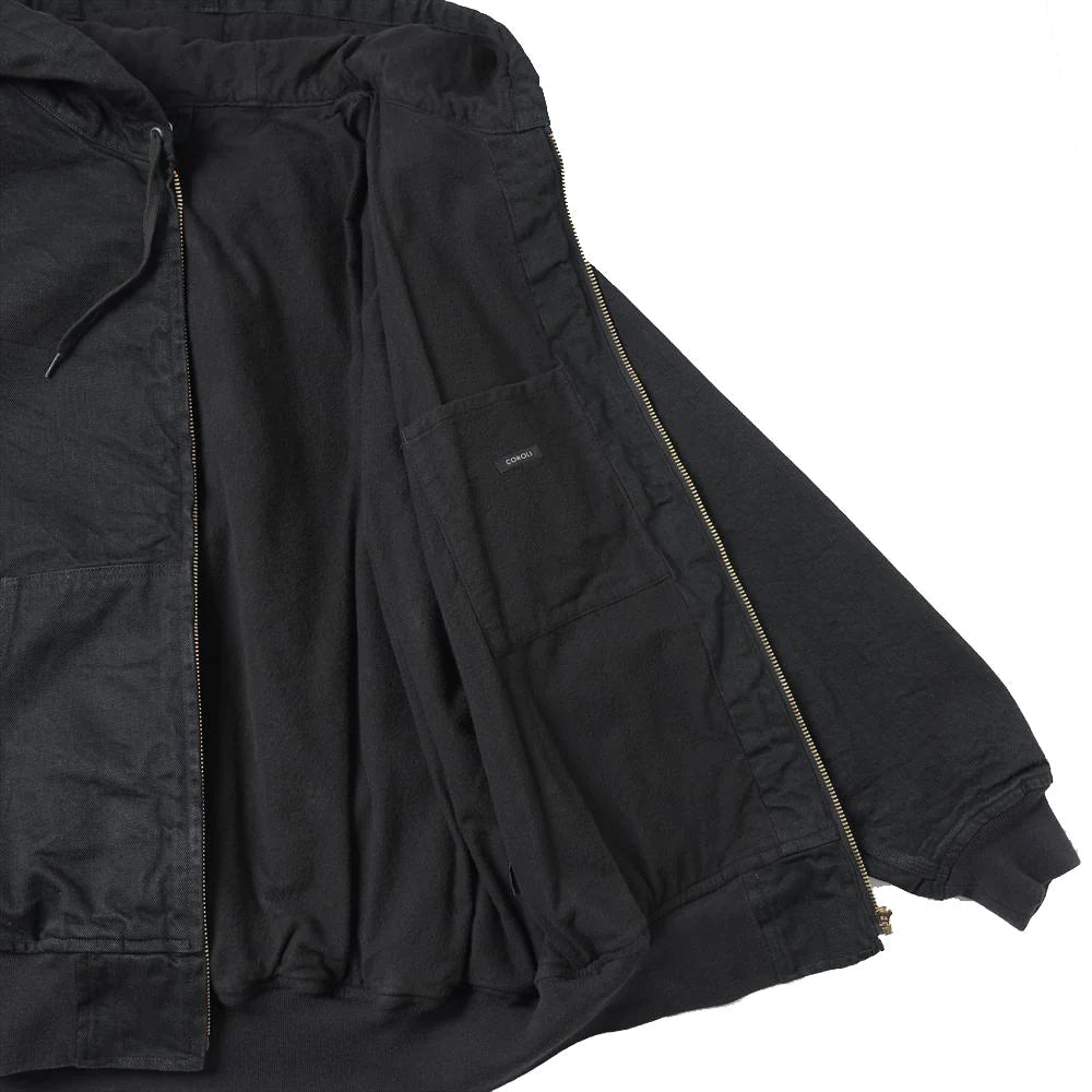 COMOLI Black Denim Zip Hoodie