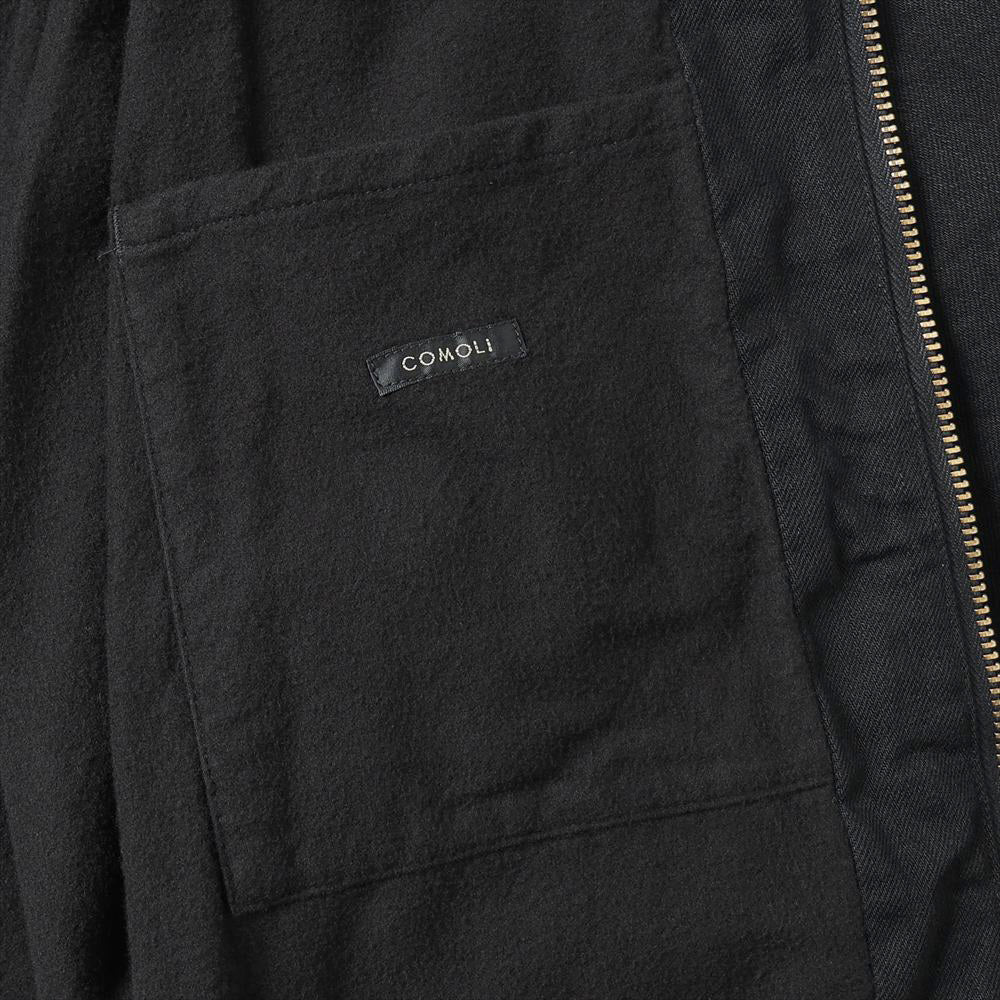 COMOLI Black Denim Zip Hoodie
