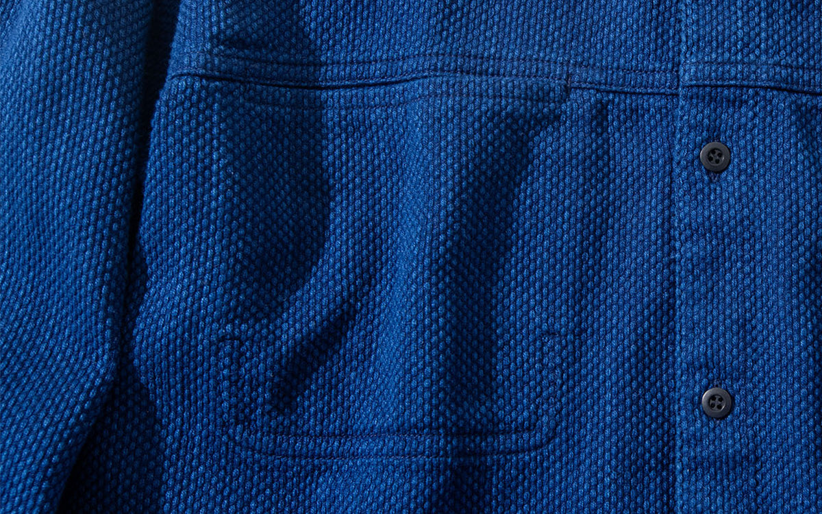 BLUE BLUE JAPAN Casezomesashiko band collar long sleeve shirt