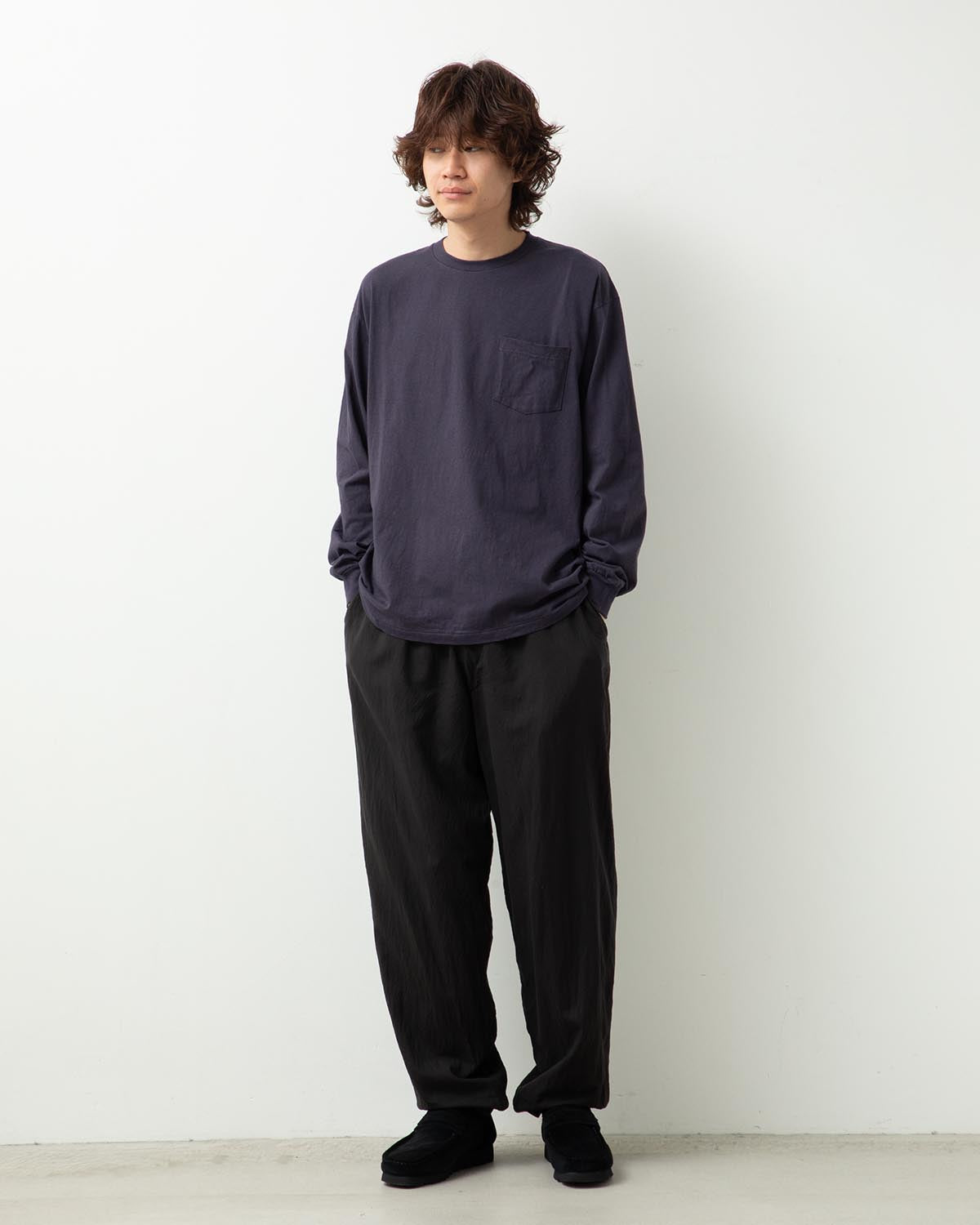 COMOLI Silk Product Dyed Drawstring Pants