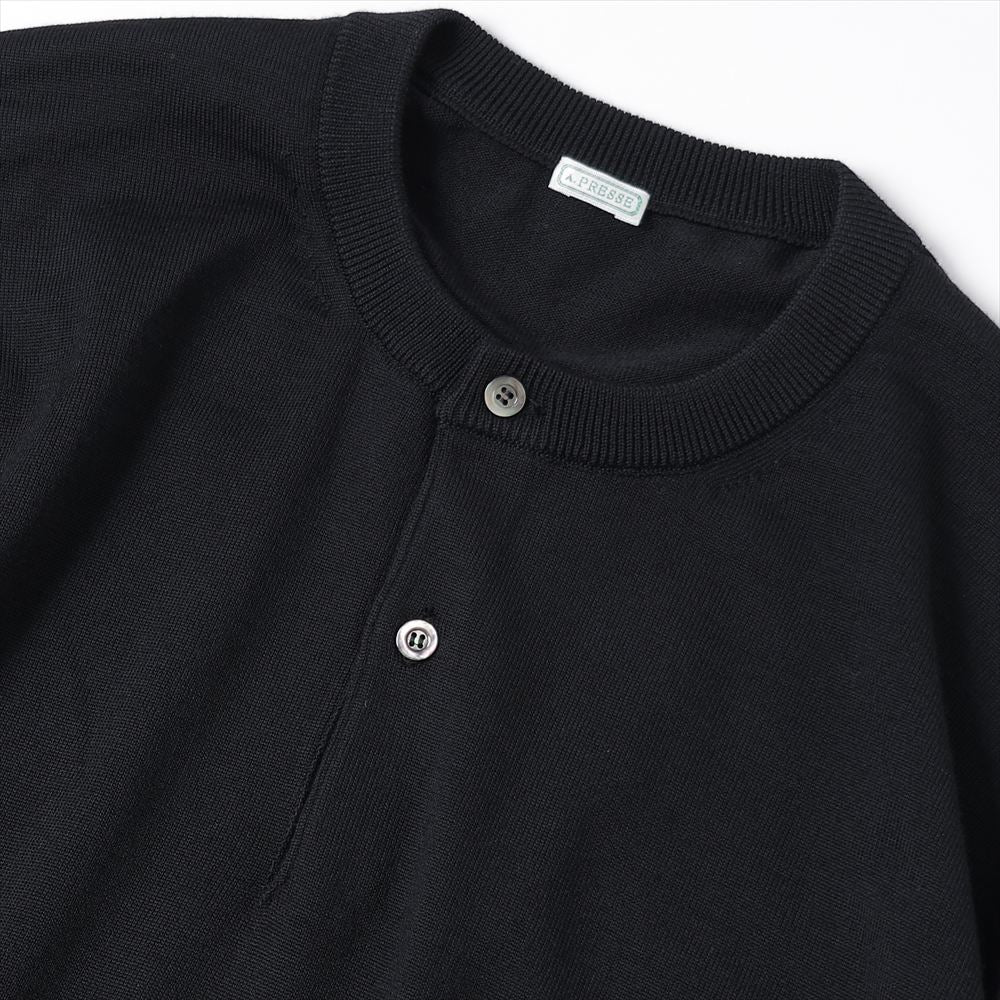 A.PRESSE Wool Knit Henley Neck Sweater