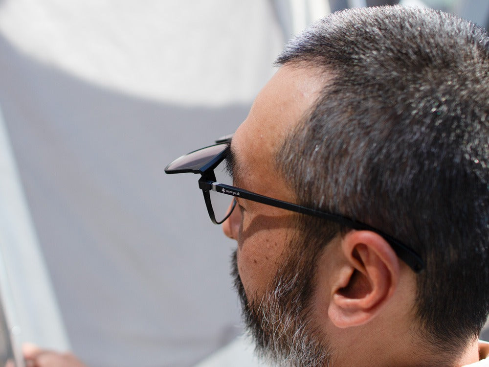 JINS × Snow Peak JINS Switch Metal Flip Up ï¼?60° Wellington Matt Black