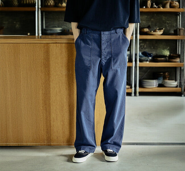 orSlow HERRINGBONE SUMMER FATIGUE PANTS Navy