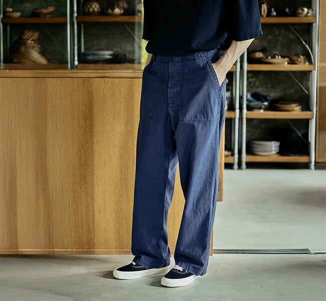 orSlow HERRINGBONE SUMMER FATIGUE PANTS Navy