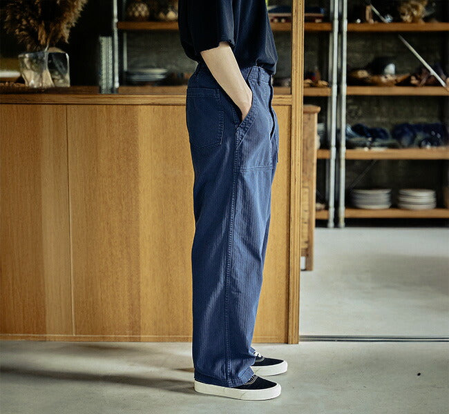 orSlow HERRINGBONE SUMMER FATIGUE PANTS Navy