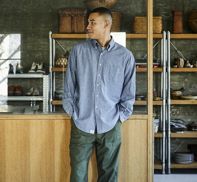 orSlow CHAMBRAY STANDARD BUTTON DOWN SHIRT