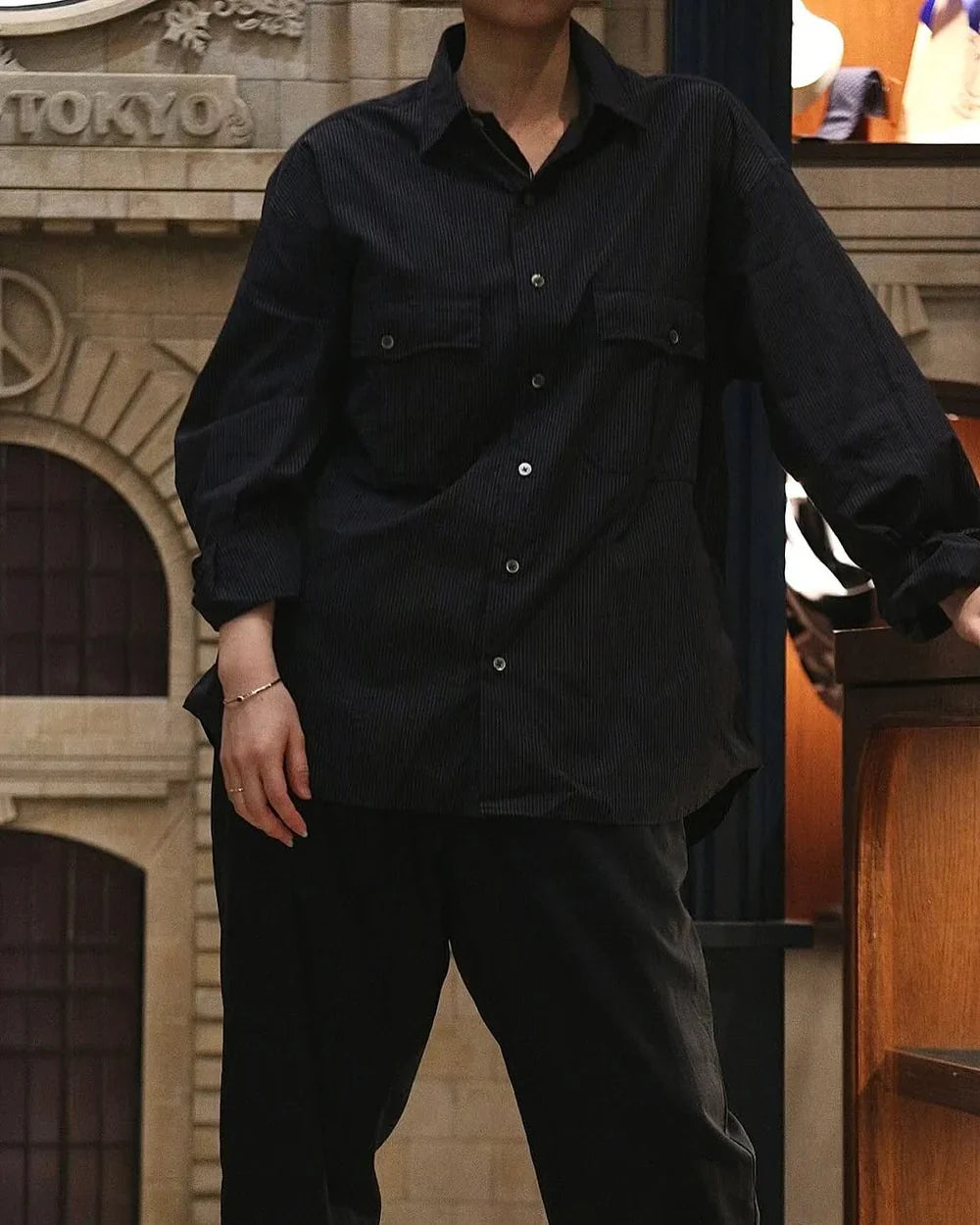 Porter Classic ROLL UP PIN STRIPE SHIRT