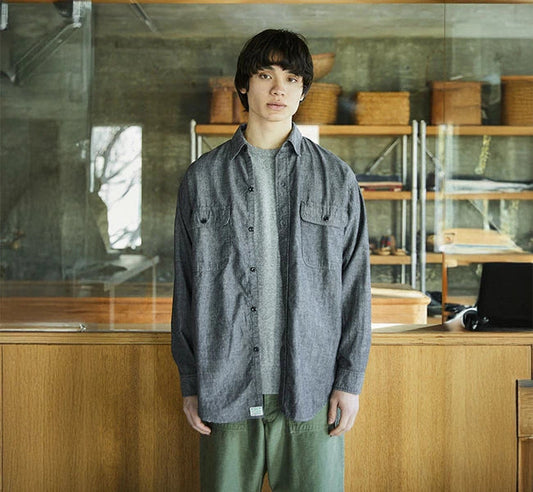orSlow Black Chambray Work Shirt