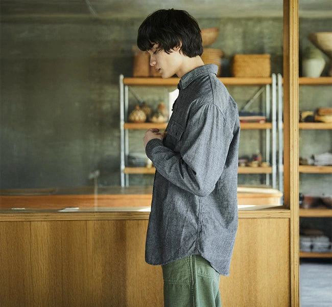 orSlow Black Chambray Work Shirt