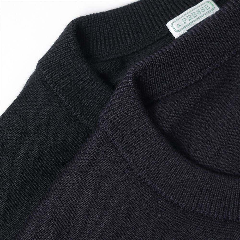 A.PRESSE Wool Knit Henley Neck Sweater