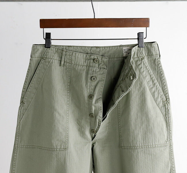 orSlow HERRINGBONE SUMMER FATIGUE PANTS Green