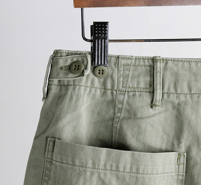 orSlow HERRINGBONE SUMMER FATIGUE PANTS Green