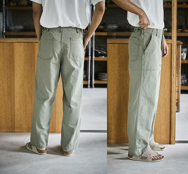 orSlow HERRINGBONE SUMMER FATIGUE PANTS Green
