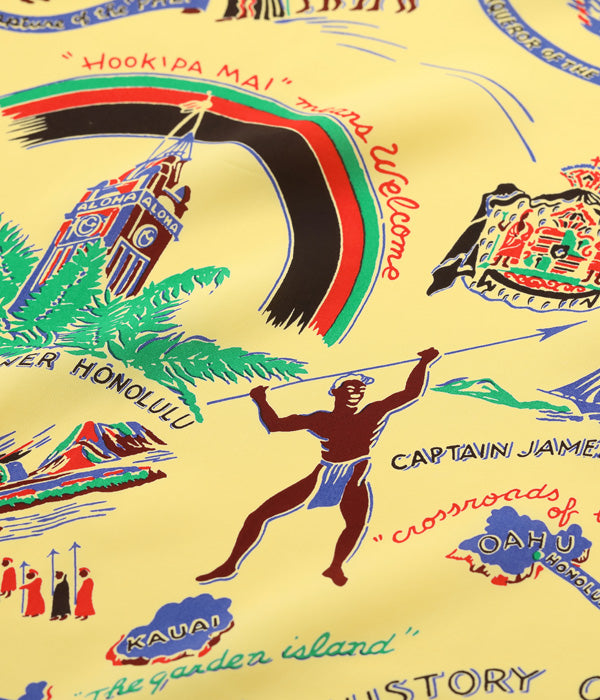 SUN SURF RAYON HAWAIIAN SHIRT “HISTORY OF THE ISLANDS