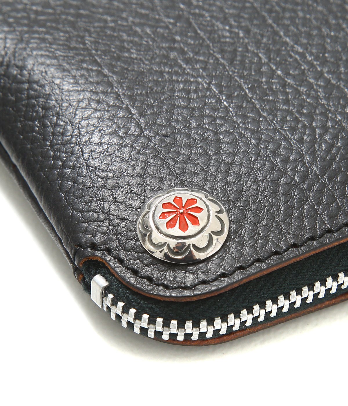 LARRY SMITH EMBOSSED L ZIPPER SHORT WALLET