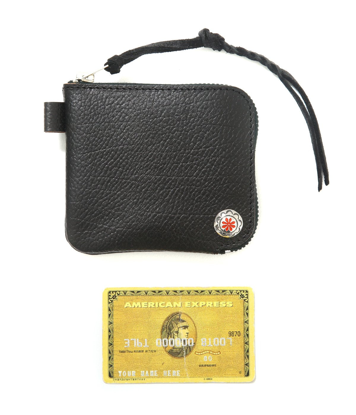 LARRY SMITH EMBOSSED L ZIPPER SHORT WALLET