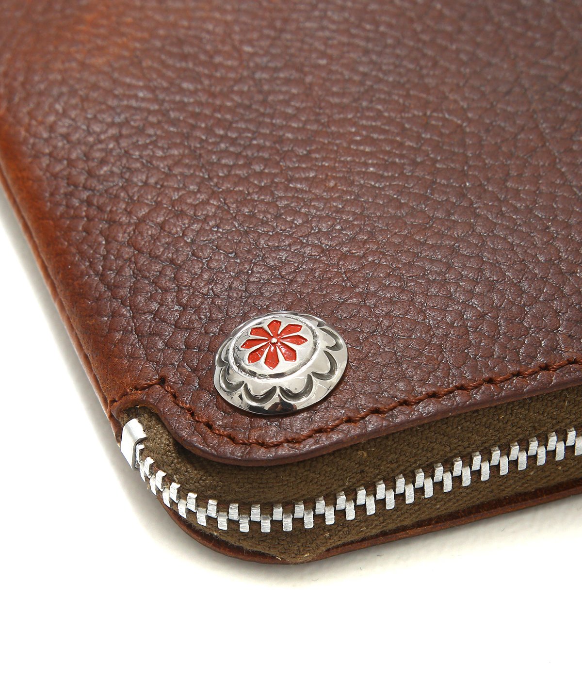 LARRY SMITH EMBOSSED L ZIPPER SHORT WALLET