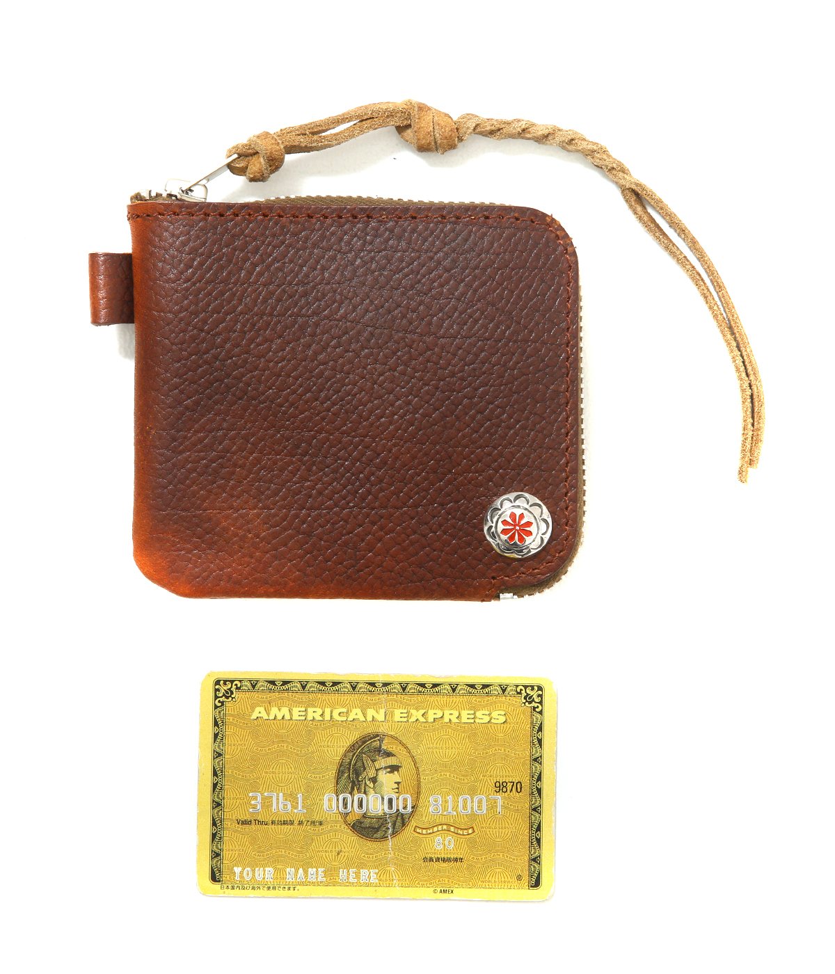 LARRY SMITH EMBOSSED L ZIPPER SHORT WALLET