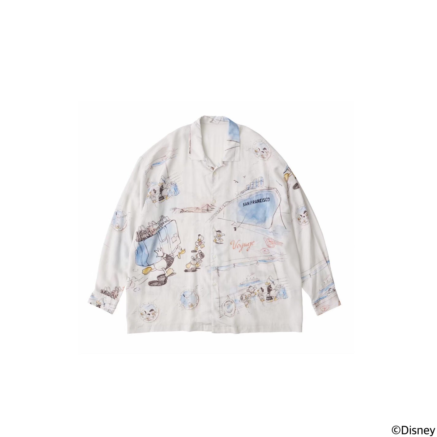 Porter Classic DISNEY M&F PC ORIGINAL ART COLLECTION ALOHA LONG SHIRT SAN FRANCISCO