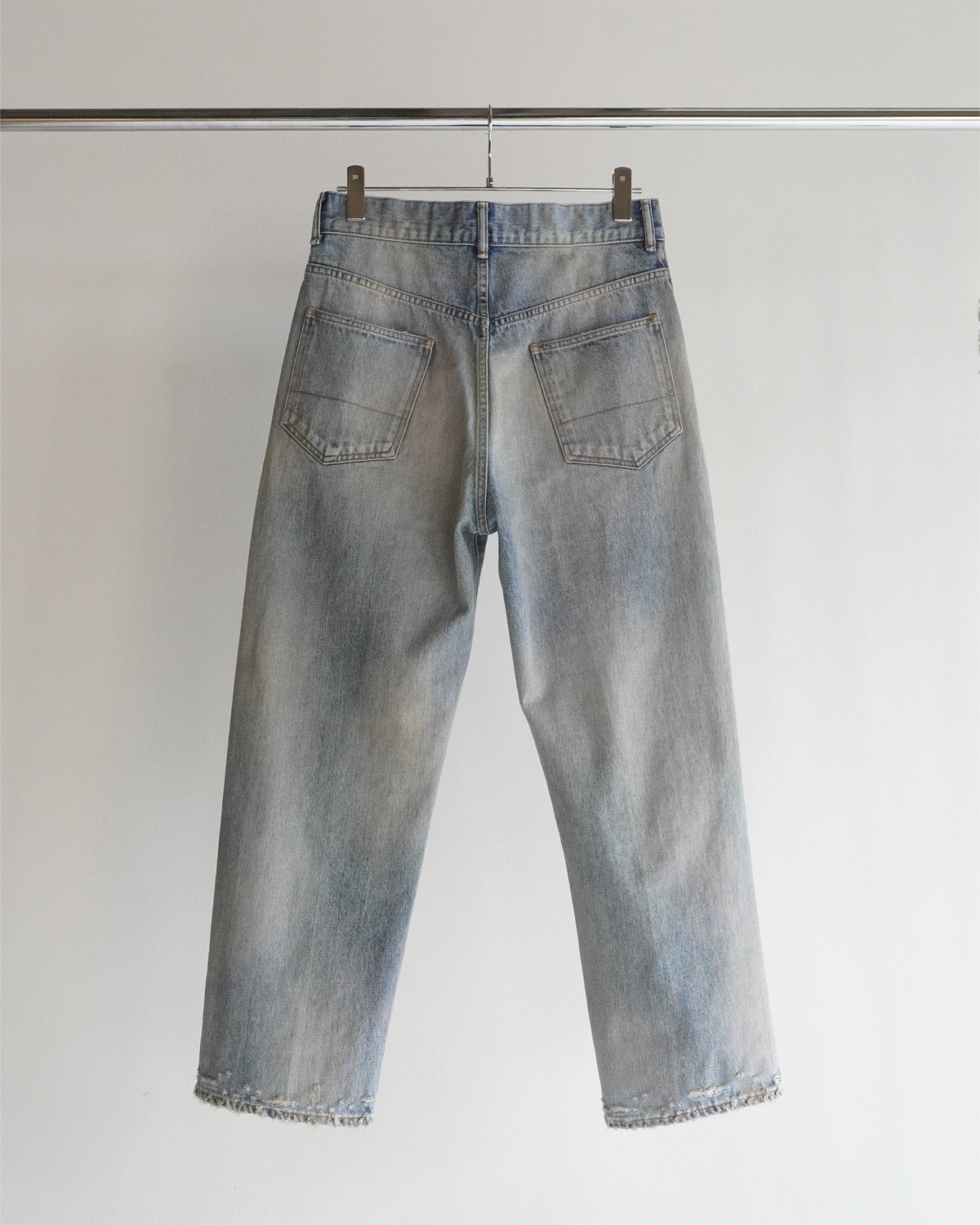 ANCELLM P/DAMAGE DENIM STRAIGHT 5P PANTS