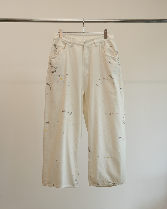 ANCELLM LIGHT OZ WIDE STRAIGHT DENIM PANTS (WHITE)